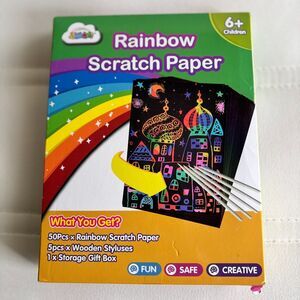 ZMLM 50 Piece Rainbow Scratch Paper/ Paper Only Fun /Safe /Creative Paper